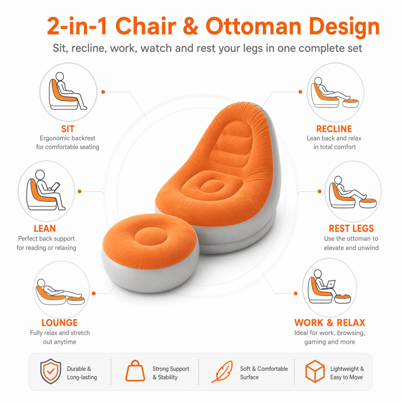 Flocking Inflatable Lazy Sofa  - Outdoor Sport Chairs ulasan dan harga